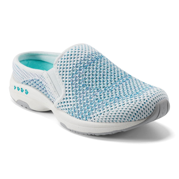 Easy Spirit Takeknit Eco Clogs White/Blue Knit