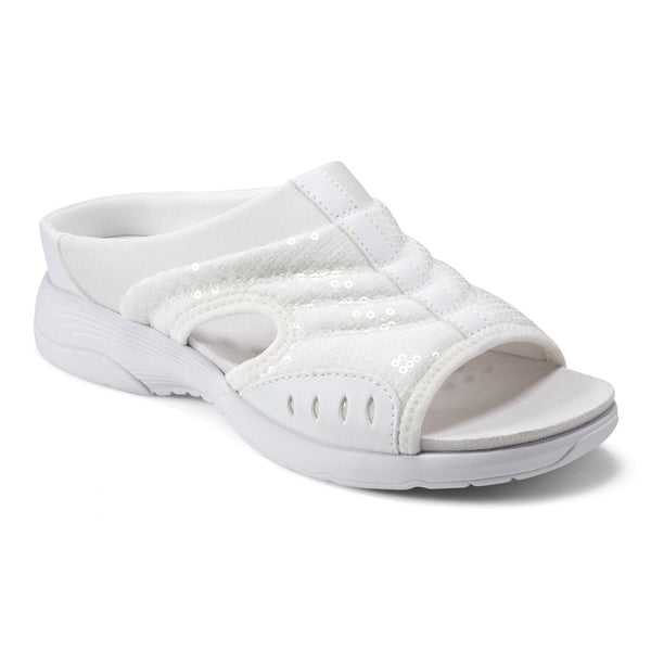 Easy Spirit Traciee Slip On Sandals White Sequin