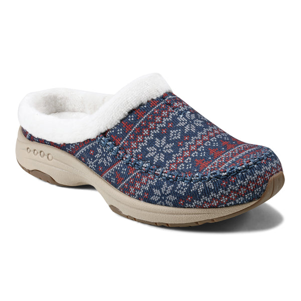 easy spirit Travelfurr Clogs Blue Fair Isle