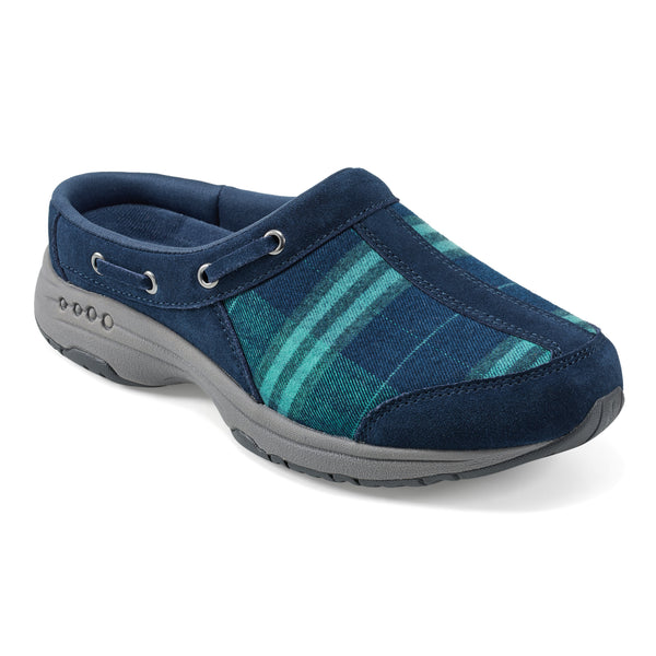 easy spirit Travelport Clogs Blue Green Plaid