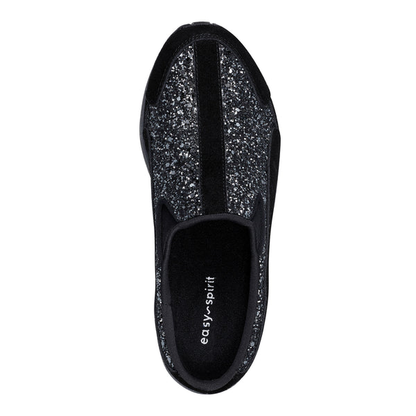 Easy Spirit Traveltime Clogs Black Silver Glitter