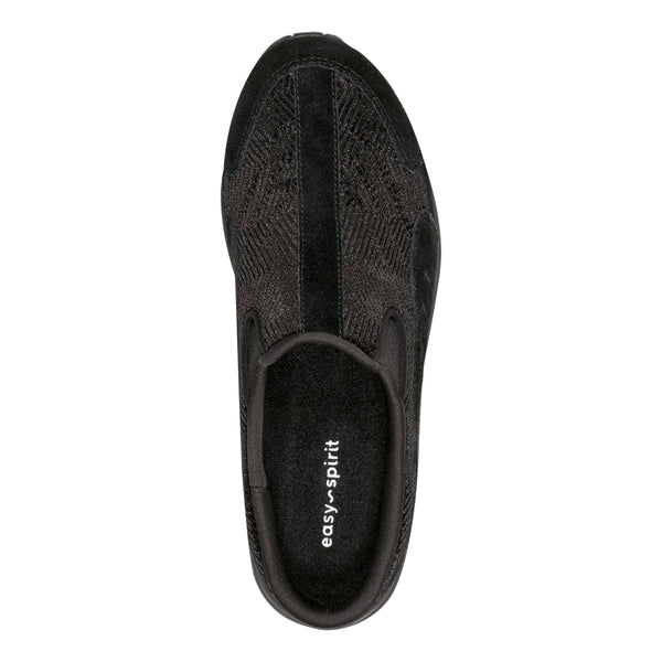 Easy Spirit Traveltime Clogs Black Velour Suede