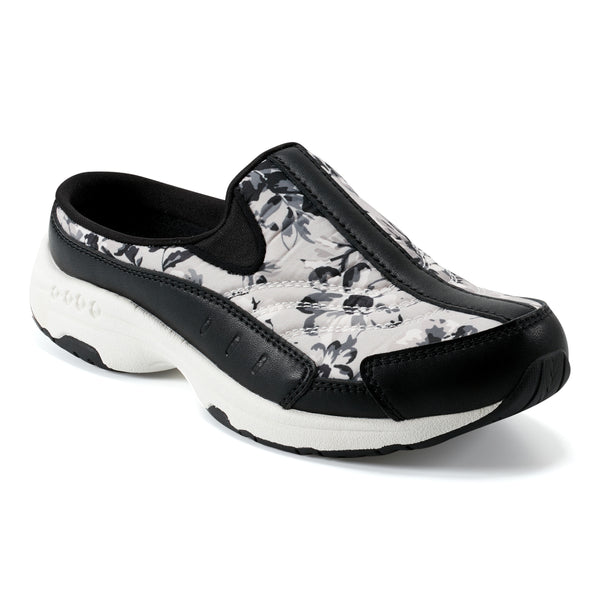 Easy Spirit Traveltime Clogs Black/White Floral