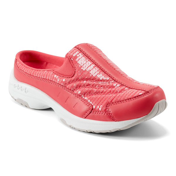 Easy Spirit Traveltime Clogs Coral Sequin