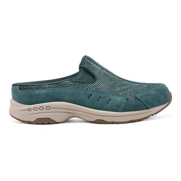 Easy Spirit Traveltime Clogs Green Velour Suede