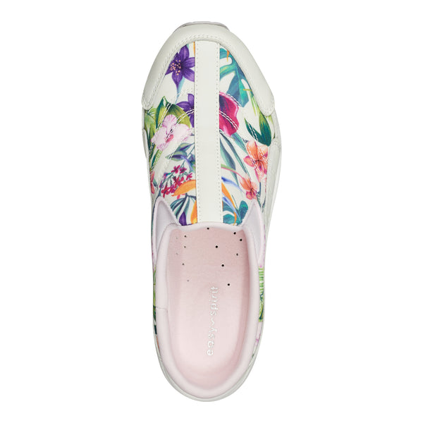 Easy Spirit Traveltime Clogs Ivory Palm Print