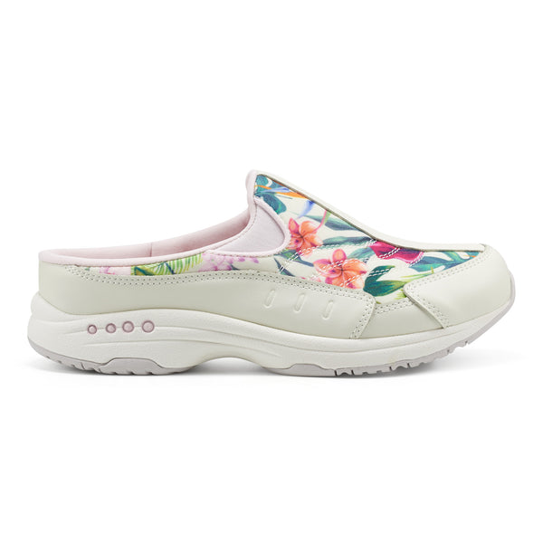 Easy Spirit Traveltime Clogs Ivory Palm Print