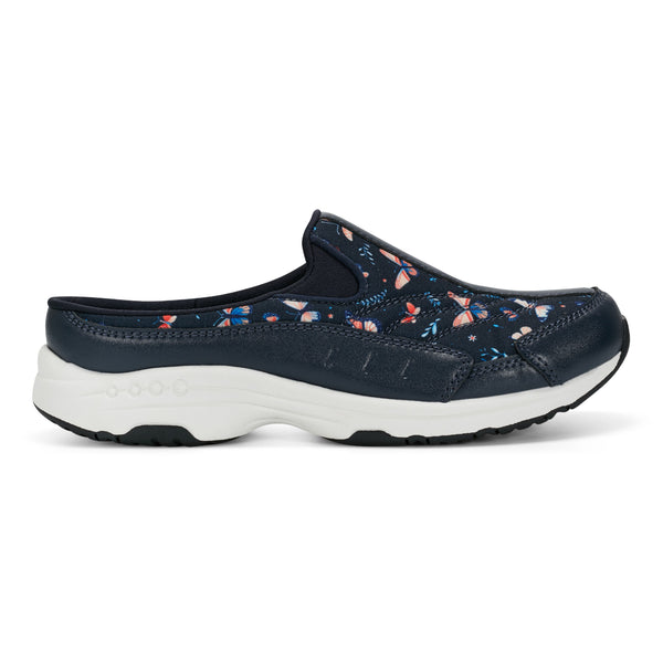 Easy Spirit Traveltime Clogs Navy Butterfly Print