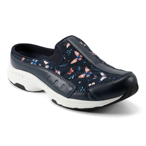 easy spirit Traveltime Clogs Navy Butterfly Print