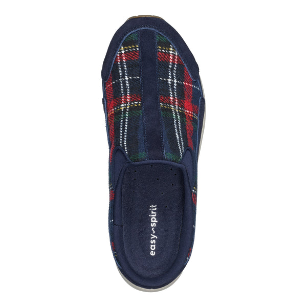 Easy Spirit Traveltime Clogs Navy Plaid