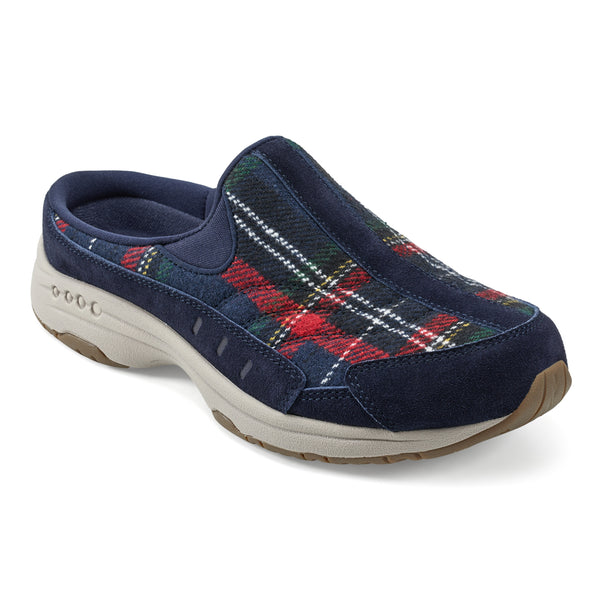 easy spirit Traveltime Clogs Navy Plaid