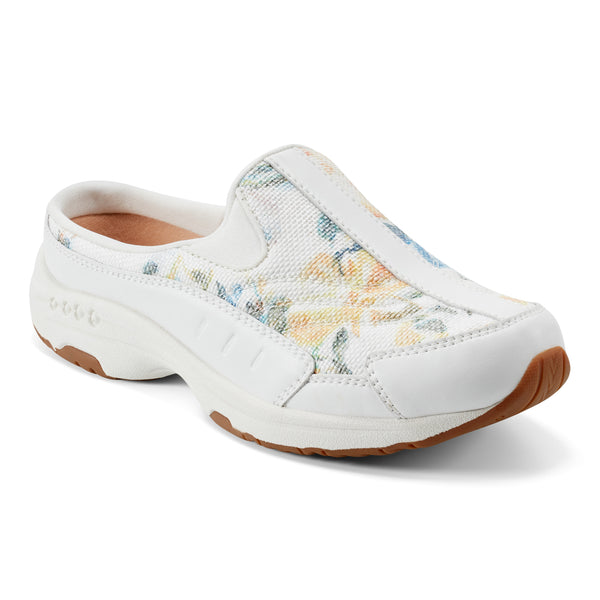 easy spirit Traveltime Clogs White Floral Print