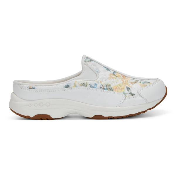 Easy Spirit Traveltime Clogs White Floral Print