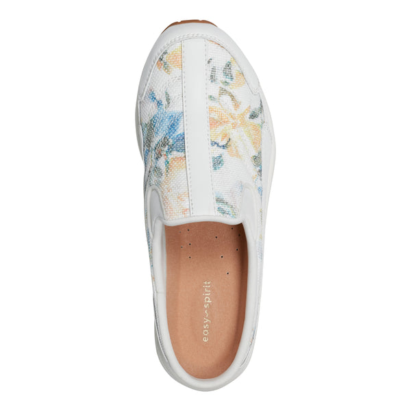Easy Spirit Traveltime Clogs White Floral Print