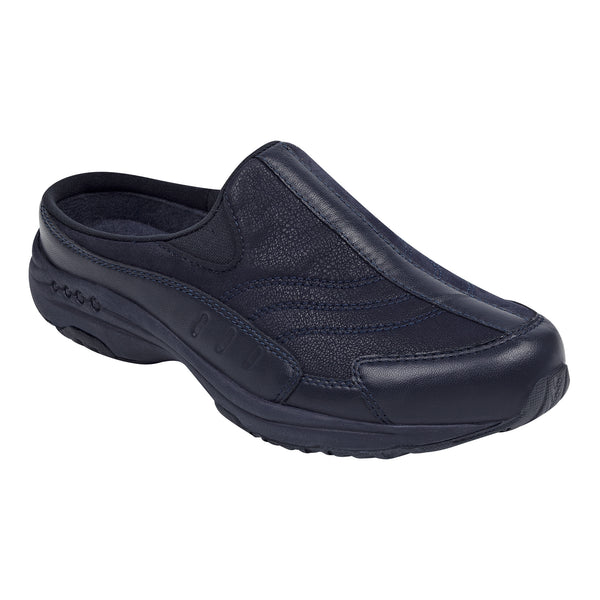 Easy Spirit Traveltime Leather Clogs Navy Leather