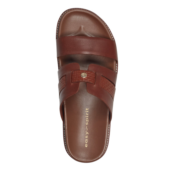 Easy Spirit Trevin Footbed Sandals Brown Leather