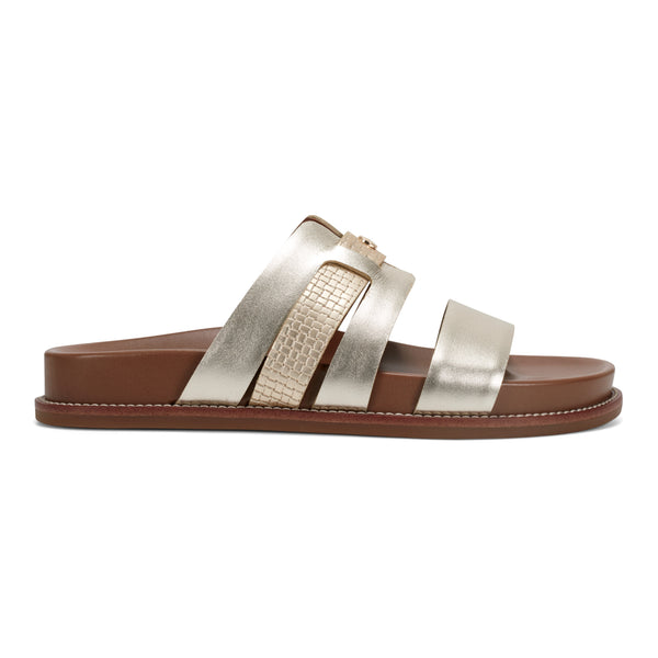 Easy Spirit Trevin Footbed Sandals Gold Leather