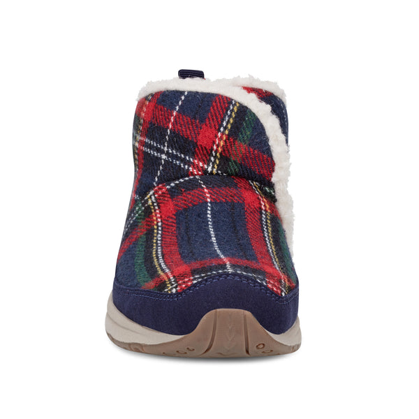 Easy Spirit Trippin Cozy Booties Navy/Red Plaid
