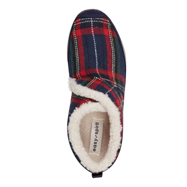 Easy Spirit Trippin Cozy Booties Navy/Red Plaid