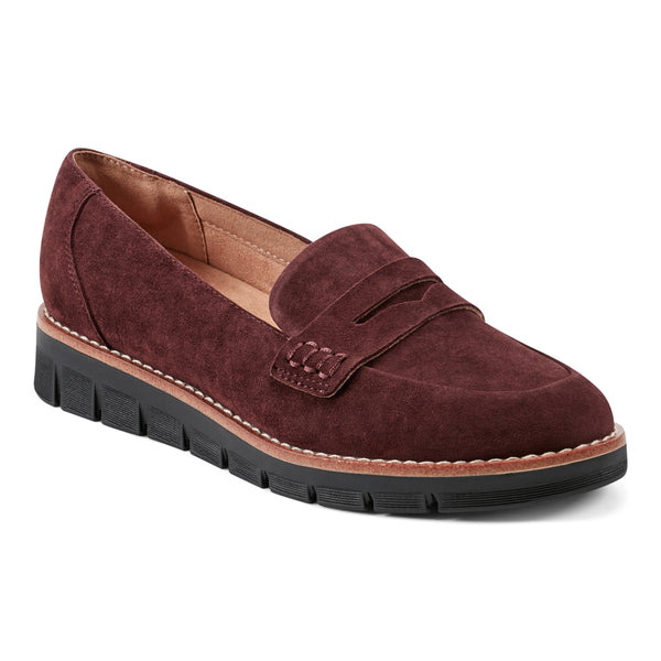 easy spirit Velia Casual Slip On Loafers Red Suede