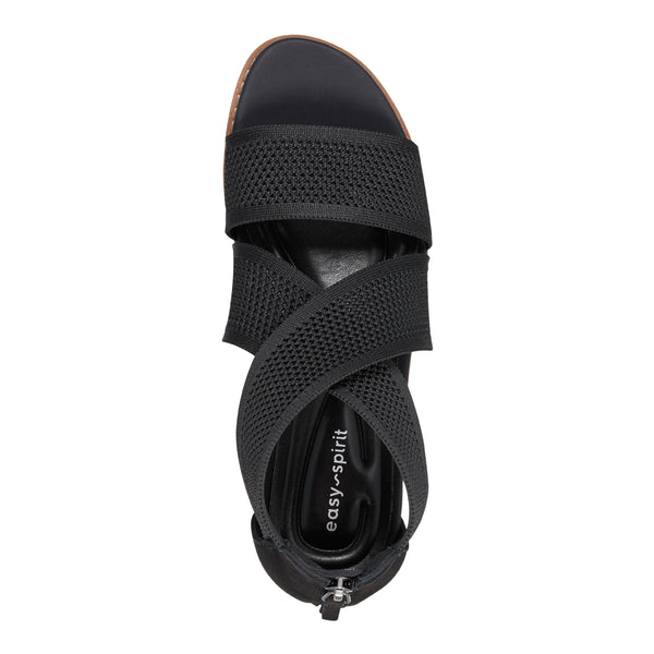 Easy Spirit Wander Flat Sandals Black Knit