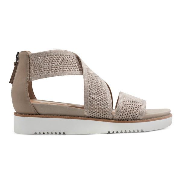Easy Spirit Wander Flat Sandals Taupe Knit