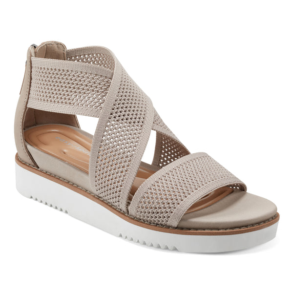 Easy Spirit Wander Flat Sandals Taupe Knit