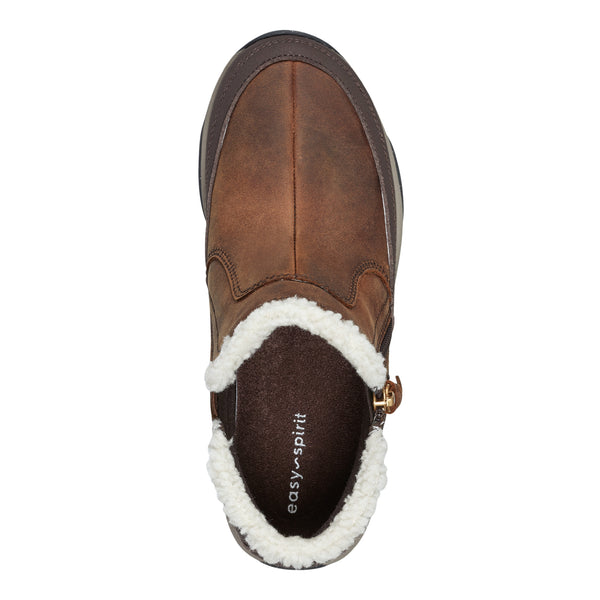 Easy Spirit Epic Cold Weather Booties Medium Brown Leather