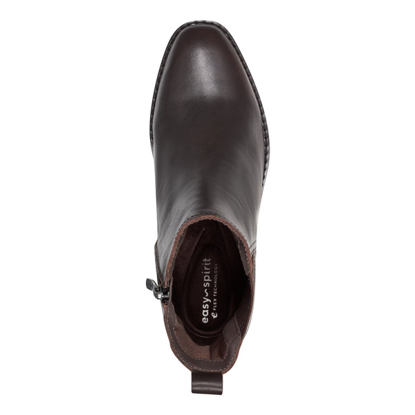 Easy Spirit Fedra Block Heel Dress Booties Dark Brown Leather