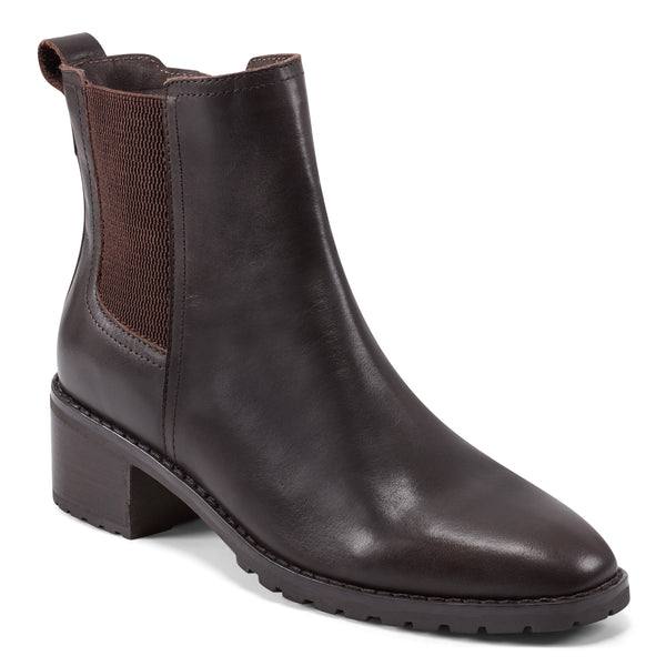 easy spirit Fedra Block Heel Dress Booties Dark Brown Leather