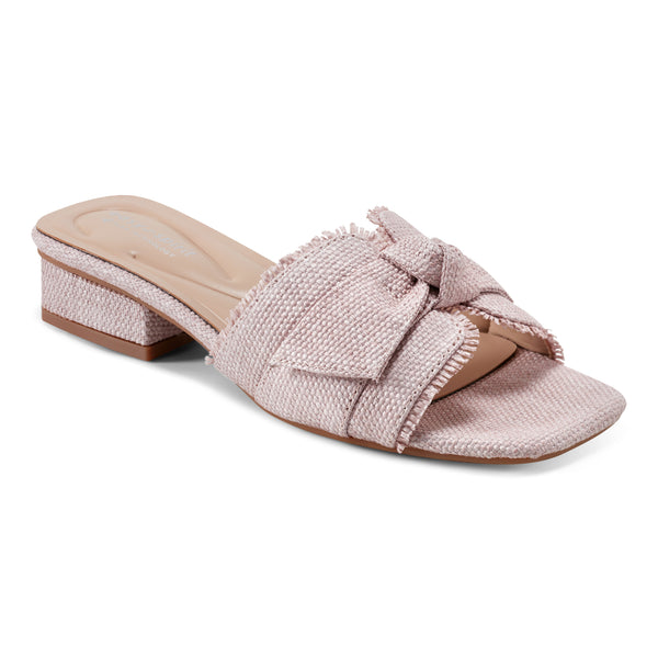 easy spirit Girly Bow Slide Sandals Lavendar Raffia