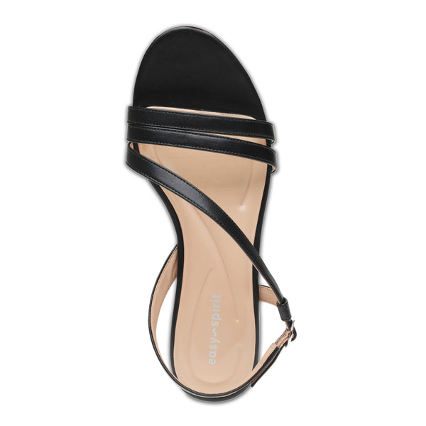 Easy Spirit Glenni Block Heel Sandals Black Leather