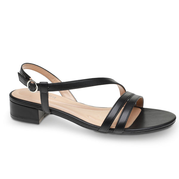 easy spirit Glenni Block Heel Sandals Black Leather