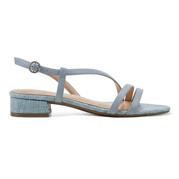 Easy Spirit Glenni Block Heel Sandals Light Blue Raffia