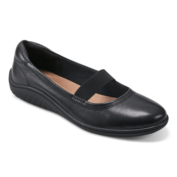 easy spirit Golden Mary Jane Casual Ballet Flats Black Leather