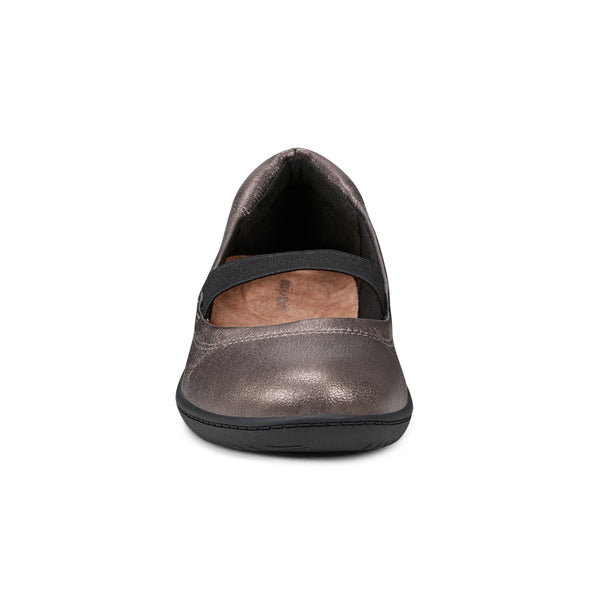 Easy Spirit Golden Mary Jane Casual Ballet Flats Pewter Leather