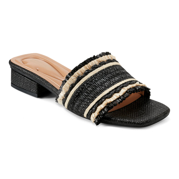 easy spirit Graciela Dress Sandals Black/White Raffia