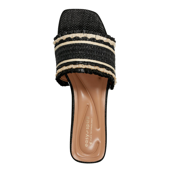 Easy Spirit Graciela Dress Sandals Black/White Raffia