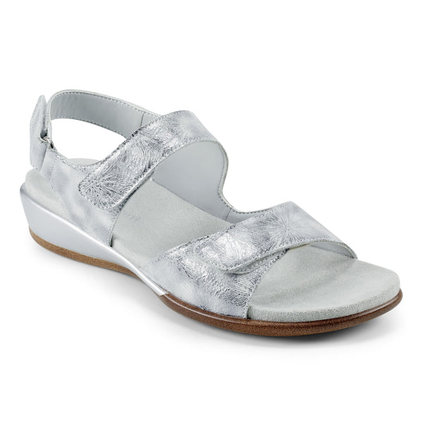 easy spirit Hartwell Flat Sandals Metallic Silver Print