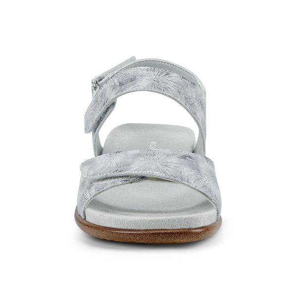 Easy Spirit Hartwell Flat Sandals Metallic Silver Print