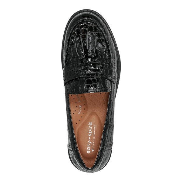 Easy Spirit Janelle Casual Loafers Black Leather Croco