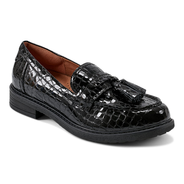 easy spirit Janelle Casual Loafers Black Leather Croco