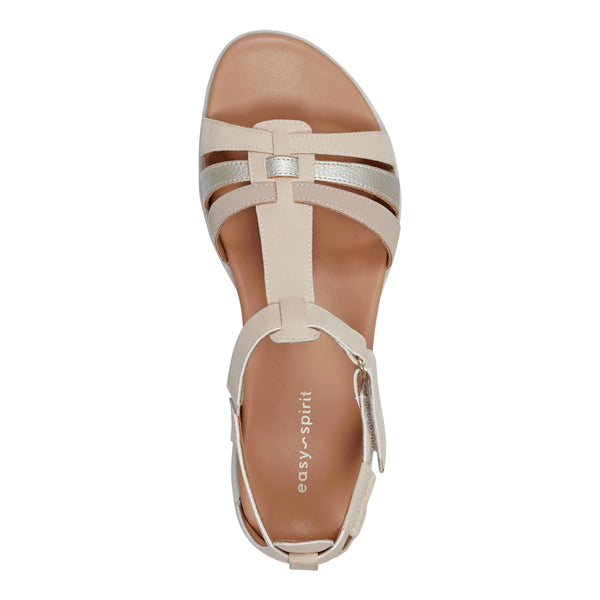 Easy Spirit Leia Adjustable Ankle Strap Sandals Light Natural