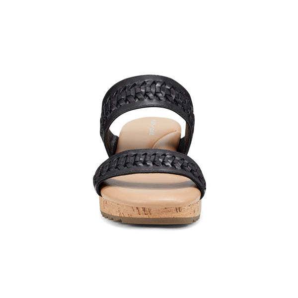 Easy Spirit Lillia Platform Wedge Sandals Black Leather