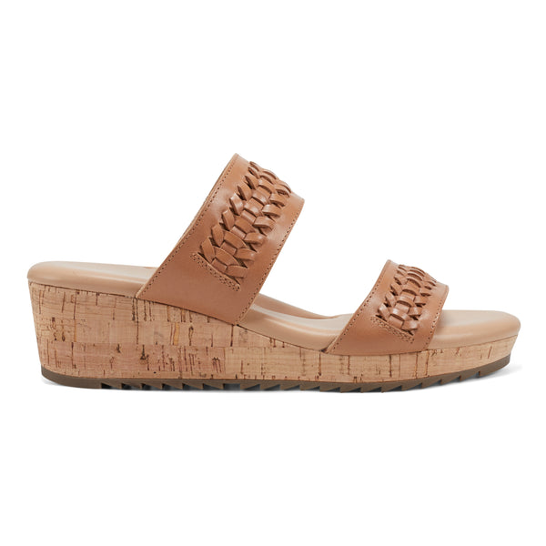 Easy Spirit Lillia Platform Wedge Sandals Brown Leather