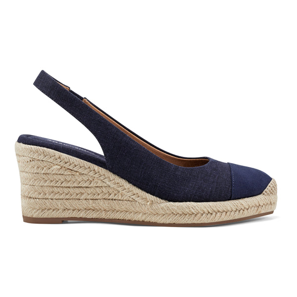 Easy Spirit Margie Platform Wedge Slingbacks Dark Denim