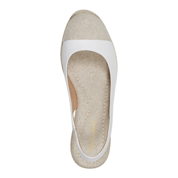 Easy Spirit Margie Platform Wedge Slingbacks White Leather