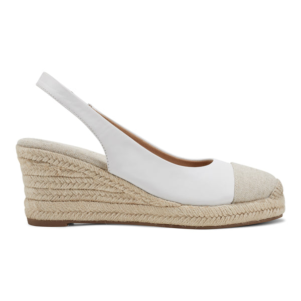 Easy Spirit Margie Platform Wedge Slingbacks White Leather