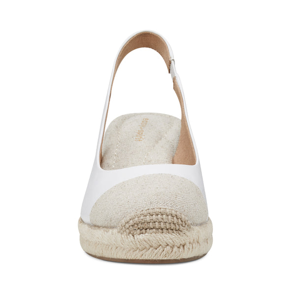 Easy Spirit Margie Platform Wedge Slingbacks White Leather