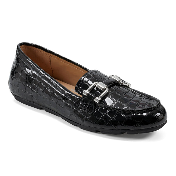 easy spirit Megan Casual Loafers Black Patent Croco